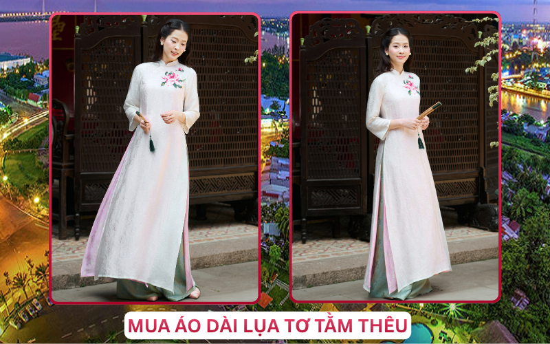 Mua Áo Dài Lụa Tơ Tằm Thêu Tại Cần Thơ