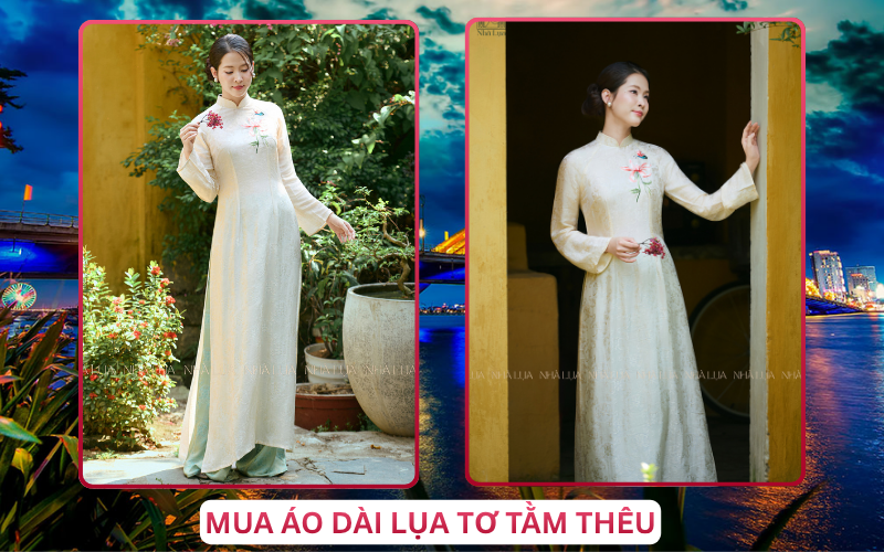 Mua Áo Dài Lụa Tơ Tằm Thêu Tại Đà Nẵng