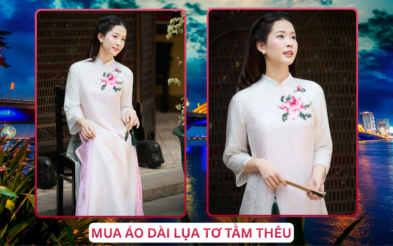Mua Áo Dài Lụa Tơ Tằm Thêu Tại Hồ Chí Minh