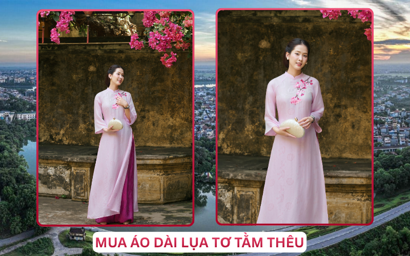 Mua Áo Dài Lụa Tơ Tằm Thêu Tại Hưng Yên