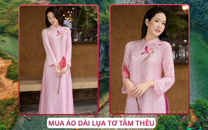 Mua Áo Dài Lụa Tơ Tằm Thêu Tại Ninh Bình