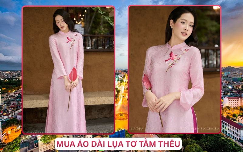 Mua Áo Dài Lụa Tơ Tằm Thêu Tại Thanh Hóa