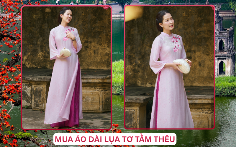 Mua Áo Dài Lụa Tơ Tằm Thêu Tại Hà Nội