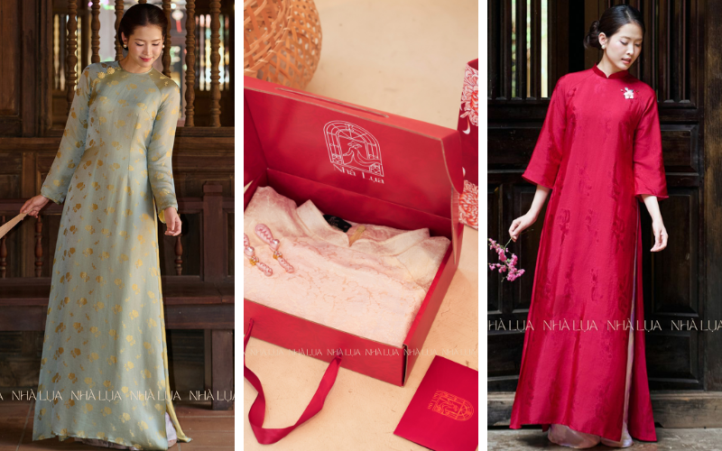 Thiết kế của Nhà Lụa phục vụ phụ nữ cần trang phục thanh lịch đi sự kiện, cô dâu và bà sui muốn sang trọng suốt buổi tiệc, lẫn người tìm quà tặng truyền thống cao cấp cho người Quảng Ninh