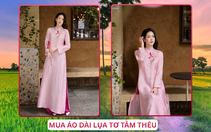 Mua Áo Dài Lụa Tơ Tằm Thêu Tại An Giang