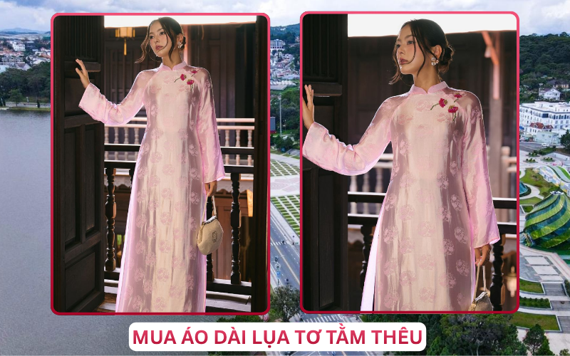 Mua Áo Dài Lụa Tơ Tằm Thêu Tại Đà Lạt