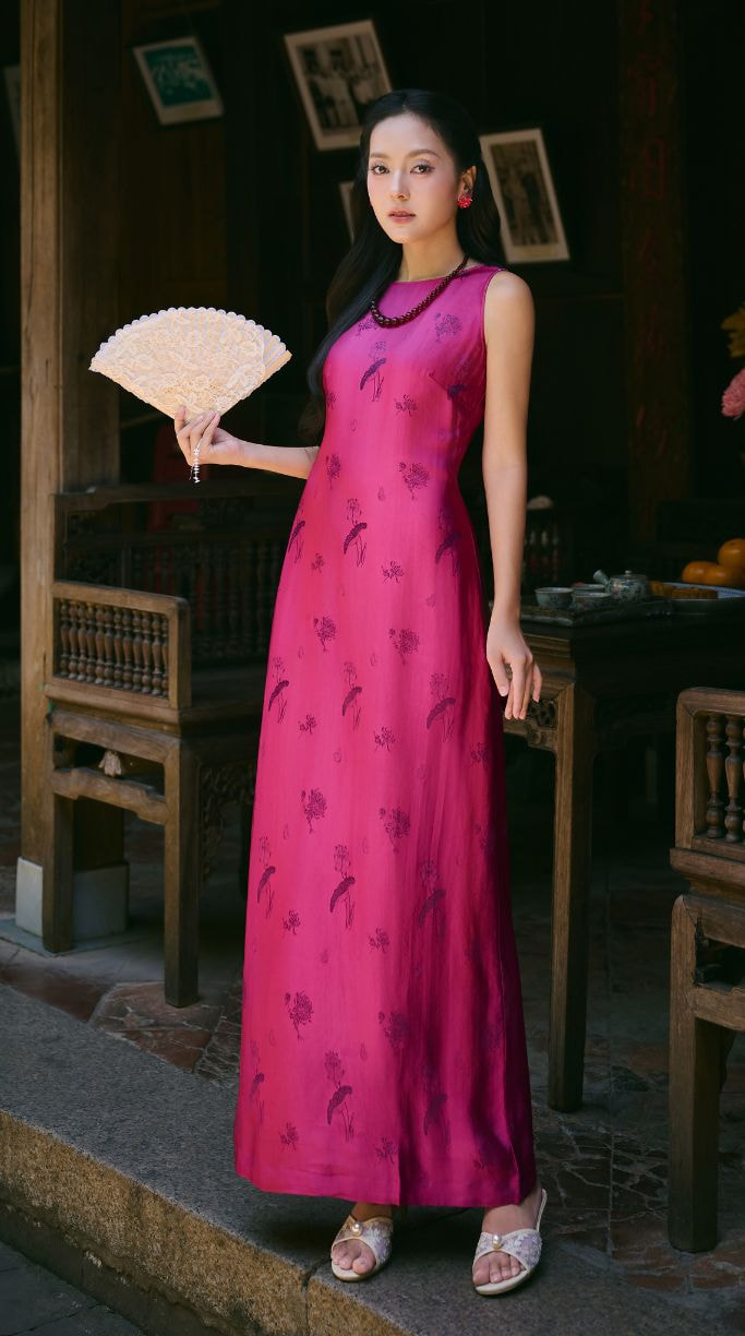 Váy Lụa Uyển Thanh Màu Tím Lụa Tơ Tằm Nha Xá Cao Cấp